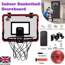 Indoor Basketball Hoop for Kids, LED Mini Hoop with Scoreboard, Over Door Toy UK