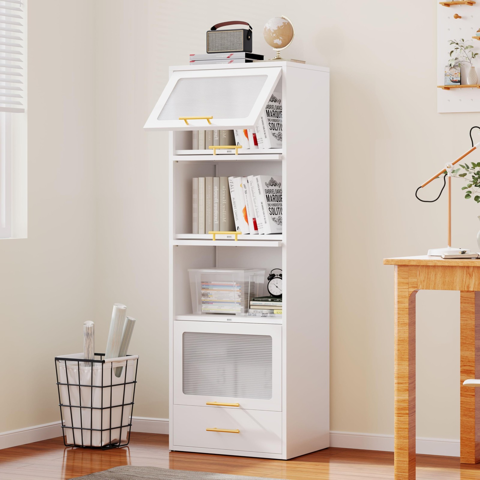 Metal Display Storage Cabinet 63.2" H Bookshelf and Bookcase