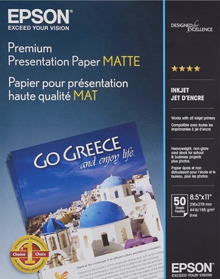 Epson Heavyweight 8.5x11 Matte Paper, 50 Sheets