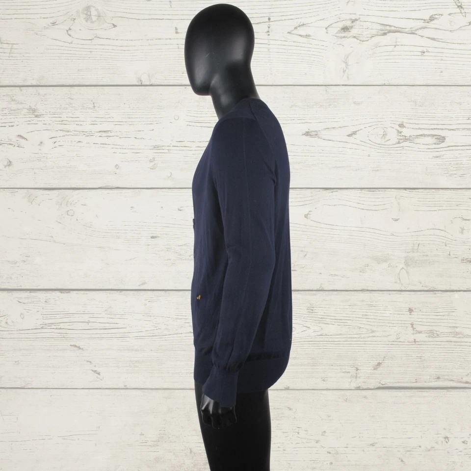 👕 ACNE Studios Navy Blue Cotton V-Neck Button Cardigan – Men’s Small - Image 2 of 4