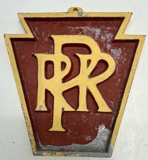 Embossed Pennsylvania Rail Road Herald Logo hanging Cast Aluminum sign 5 3/4  