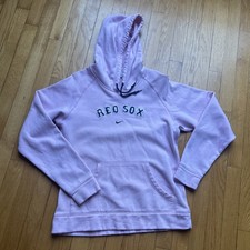 VTG Boston Red Sox Hoodie Sweatshirt Womens ~Nike Pullover Pink MLB~Size-Medium