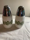 Vintage Gemco Green Crazy Daisy Salt and Pepper Shakers - Pyrex Corelle