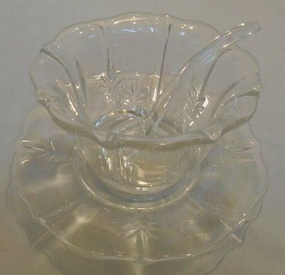 Baroque By Fostoria Glass, Clear Bowl Jam Spoon Liner 3.5'' Tall VTG FREE SHIP