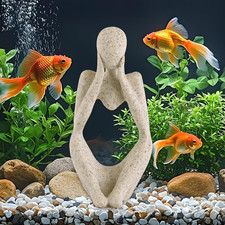 Fish Aquarium Decor Ornaments Minimalist Sandstone Resin Thinker Statue Fish Tan