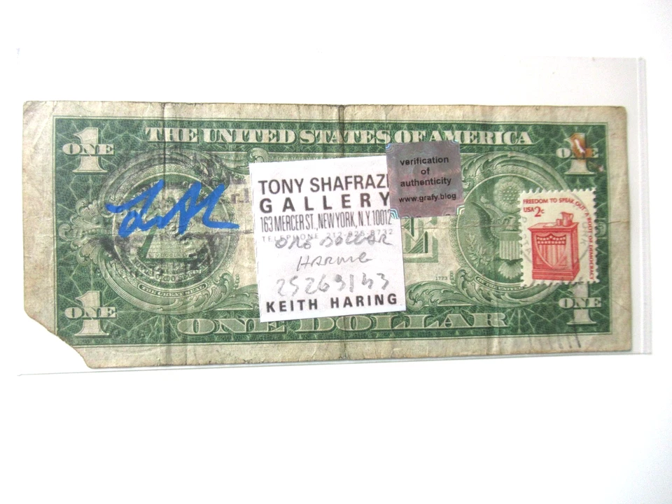 1$ VON ANDY WARHOL UND KEITH HARING ORIGINAL + 2x SIGNIERT, USPS-ST 1987 - Bild 3 von 4