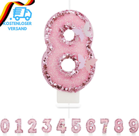Geburtstagskerzen Zahlen 8,3D Schmetterling Geburtstagskerzen,Rosa Kerzen Geburt