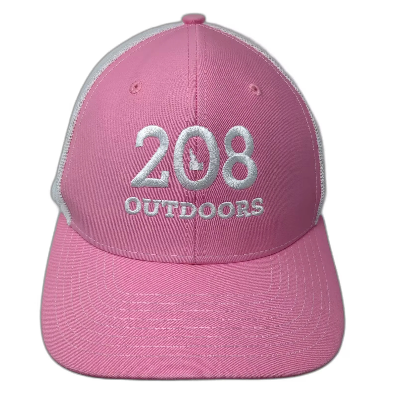 Richardson Trucker Hat Pink White 208 Outdoors Embroidered Adjustable Mesh OS