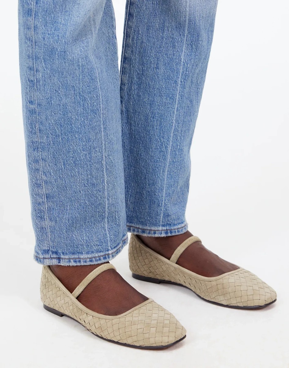 Madewell The Greta Ballet Flat in Washed Olive, Size