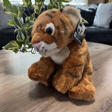 Wild Republic Tiger Cub Plush Sitting Soft Fluffy Stuffed Animal Blue Eyes