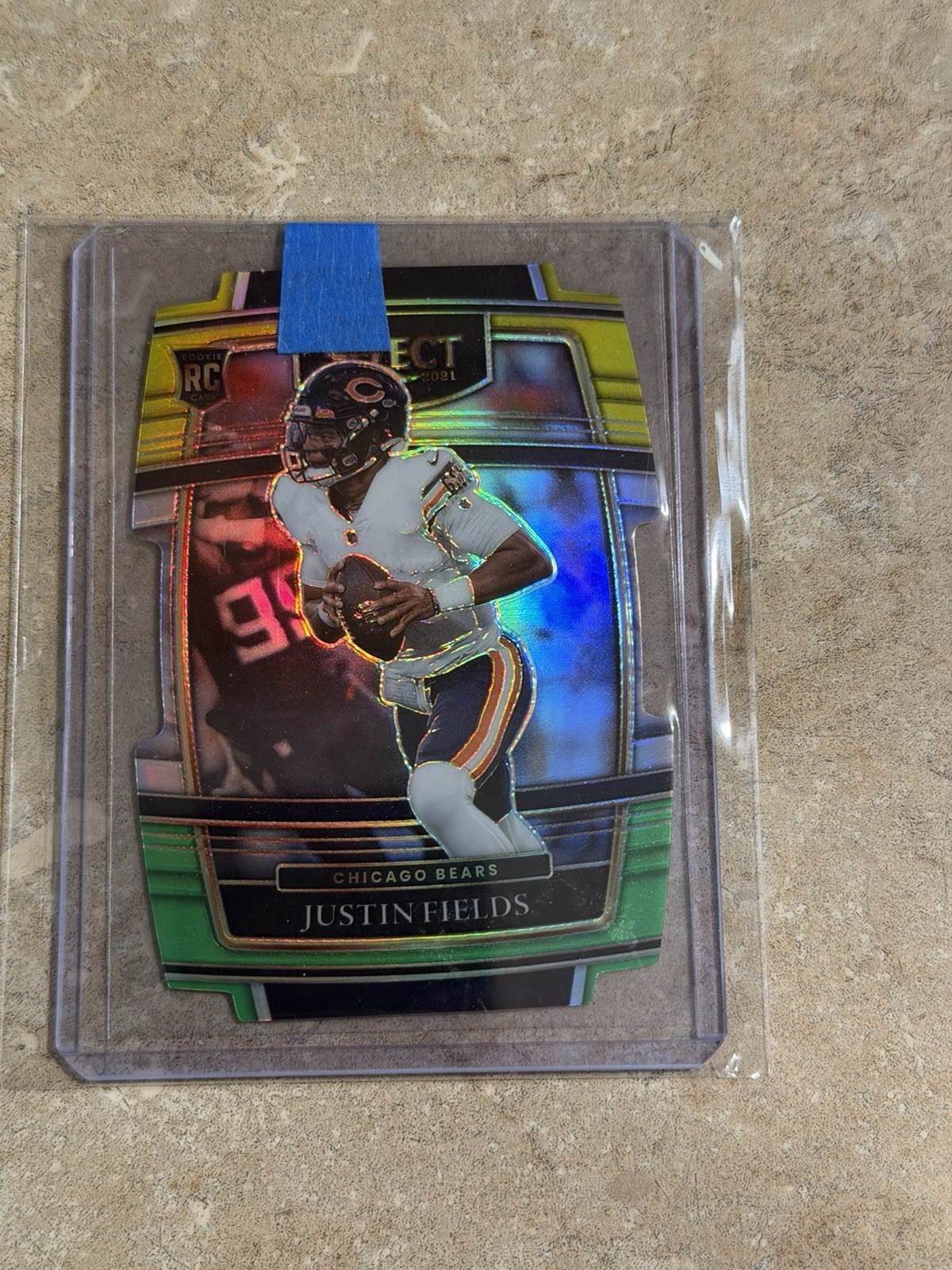 2021 Panini Select Justin Fields RC Die-Cut Green & Yellow Prizm Ref NO 50!