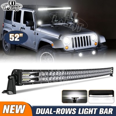 32'' 42'' 52'' 5D Lens Curved Stright LED Light Bar Spot Flood Combo Offroad Truck