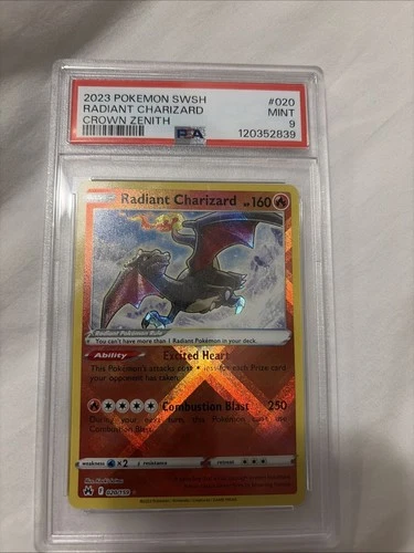 Pokémon TCG Radiant Charizard Crown Zenith Holo Ultra Rare Card 020/159 PSA 9