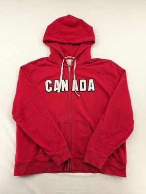 Hudson's Bay Herren Hoodie XL Rot Canada Olympic Full Zip Baumwolle Polyester
