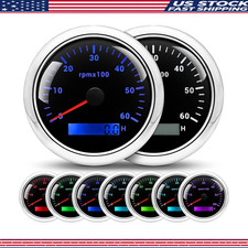 3-38 85mm Waterproof 12v24v Rpm Tachometer Gauge 0-6000 Rpm Gasoline Diesel O