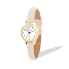 Women's Ladies Petite Cocktail Watch with Clear Dial Taupe Strap Silver Case New