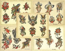 5 Sheets Brooklyn Joe Lieber Traditional Vintage Style 11X14 Tattoo Flash Set 18