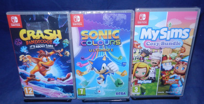 Switch NEW; Sonic Colors ULT, My Sims Cozy, Crash Bandicoot 4 It's About Time
