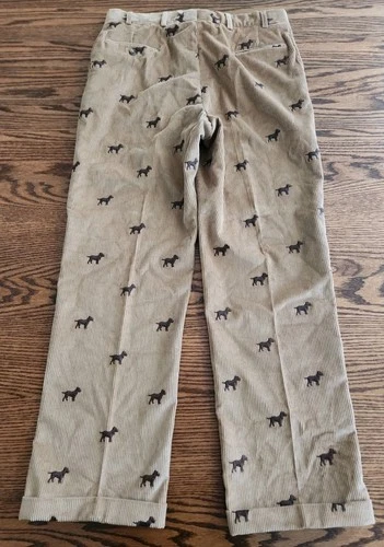 Vtg Orvis Pants Mens 38x32 (36x32) Tan Corduroy Dog Embroidered Cuffed USA Made image 10
