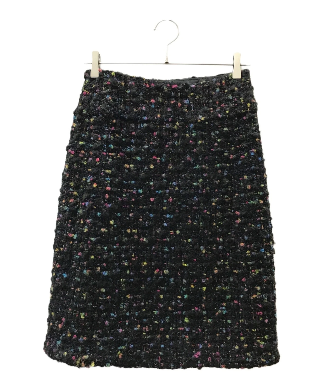 Chanel — CHANEL Tweed Midi Skirt Black P52554V39089 Size 34 Wool Acrylic Blend Authentic