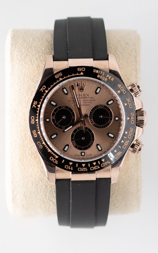 Rolex Daytona Cosmograph Pink Dial Rose Gold Oysterflex 116515LN Box & Papers