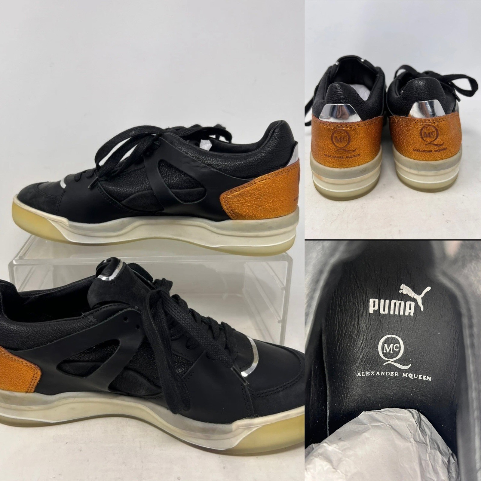 Puma x Alexander McQueen Trainers Sneakers Black Leather Size UK 5/38 Women’s