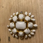Vtg White Milk Glass Brooch Pin