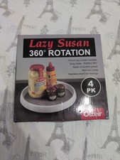 Set of 4, 10 Inch Non-Skid Lazy Susan Organizers - Turntable Rack for Cabinet
