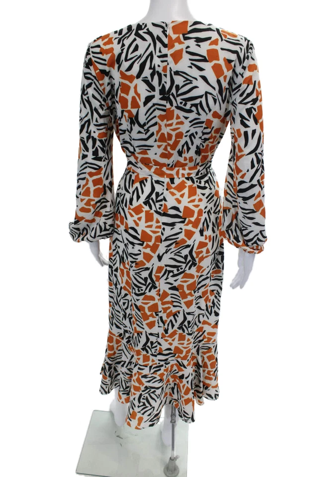 Vestido midi envolvente estampado abstracto manga larga French Connection para mujer talla 6 Foto 3 de 4