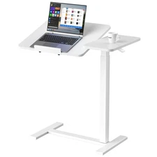 Small Standing Desk Rolling Table Adjustable Height, Laptop Mobile Stand with...