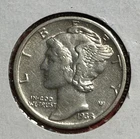 1938 US Mercury SILVER Dime AU! "Philadelphia" Mint! Old US Coin!