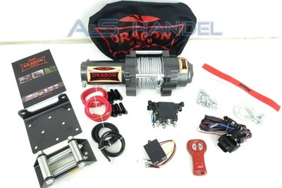 Dragon Winch Seilwinde für Quad ATV Buggy mit Fernbedienung Funk 3500lbs 12 Volt