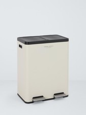 John Lewis 2 Section Indoor Recycling Bin with Handles 60L - Stone {Dented}