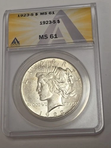 1923-S PEACE SILVER DOLLAR ANACS CERTIFIED MS 61