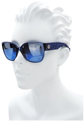 New CHANEL CH 5237 1390/4C 56mm Navy Blue Tweed Sunglasses Italy