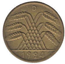 1924-D Germany 10 Reichspfennig – Weimar Republic Coin