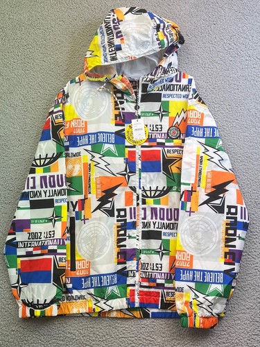 Born Fly Mens Multicolor Carnival Hooded Windbreaker Jacket Sz 2XL XXL BRAND NEW
