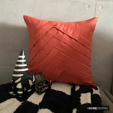 Square Throw Pillow Cover Orange 16"x16" Faux Suede - Rust No Limits No Lines