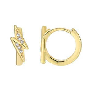 Authentic 18K Gold Plated hoop earrings, CZ pave flash huggies earrings one pair JWCY99
