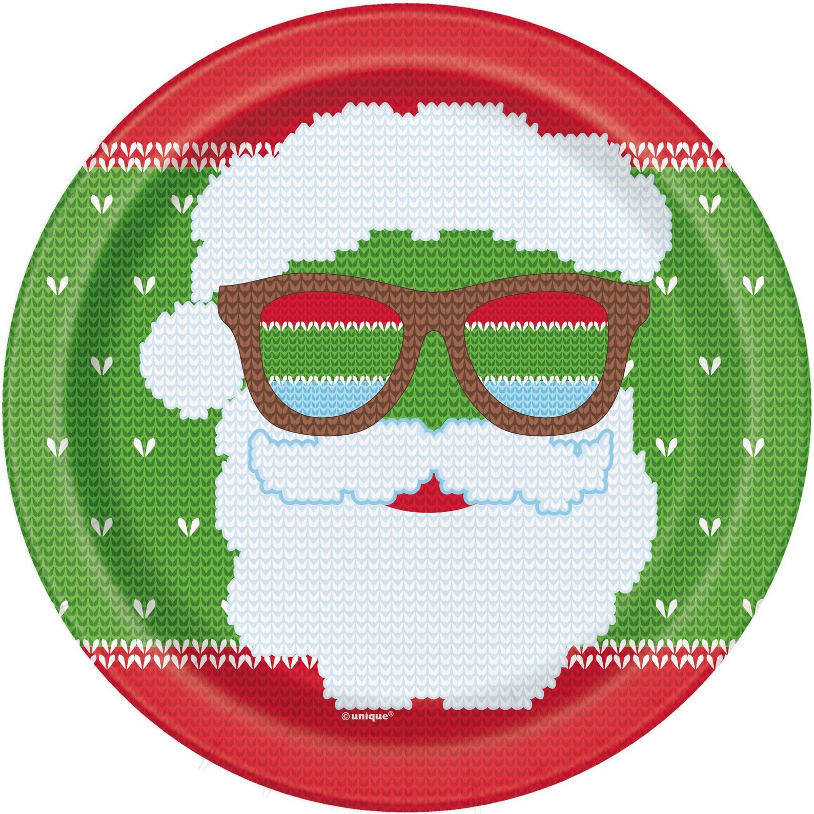 Ugly Sweater Jumper Party Paper Plates Christmas 7"" Dessert 8 Pk Santa Design