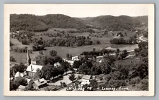 Lansing Iowa IA Aerial View Highway 9 Church Real Photo Postcard RPPC 1948