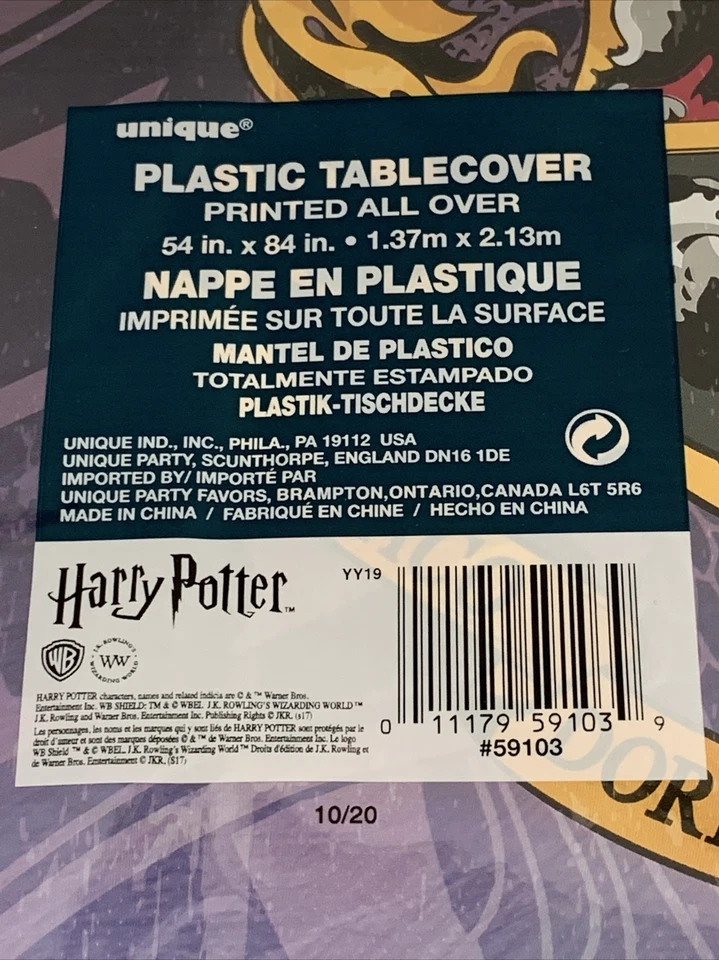 HARRY POTTER Hogwarts Casas CUBIERTA DE MESA DE PLÁSTICO ~ Suministros de Fiesta de Cumpleaños Paño Foto 4 de 4