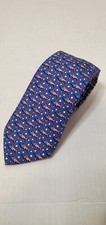 Vineyard Vines Blue Tie White Stars Shark Flag Pattern Patriotic 100 Silk 60"