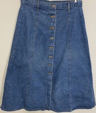 Vintage Midwest Traders Button Boho Denim Maxi Skirt Sz 15/16 Prairie Western