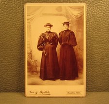 Victorian Antique Cabinet Card Photo of Two Young Women, Sisters, Siblings