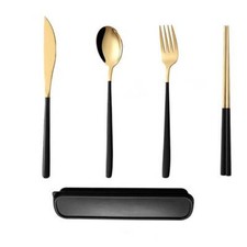 Cutlery Set Stainless Steel Spoon Fork Knife Chopsticks Travel Box Bag