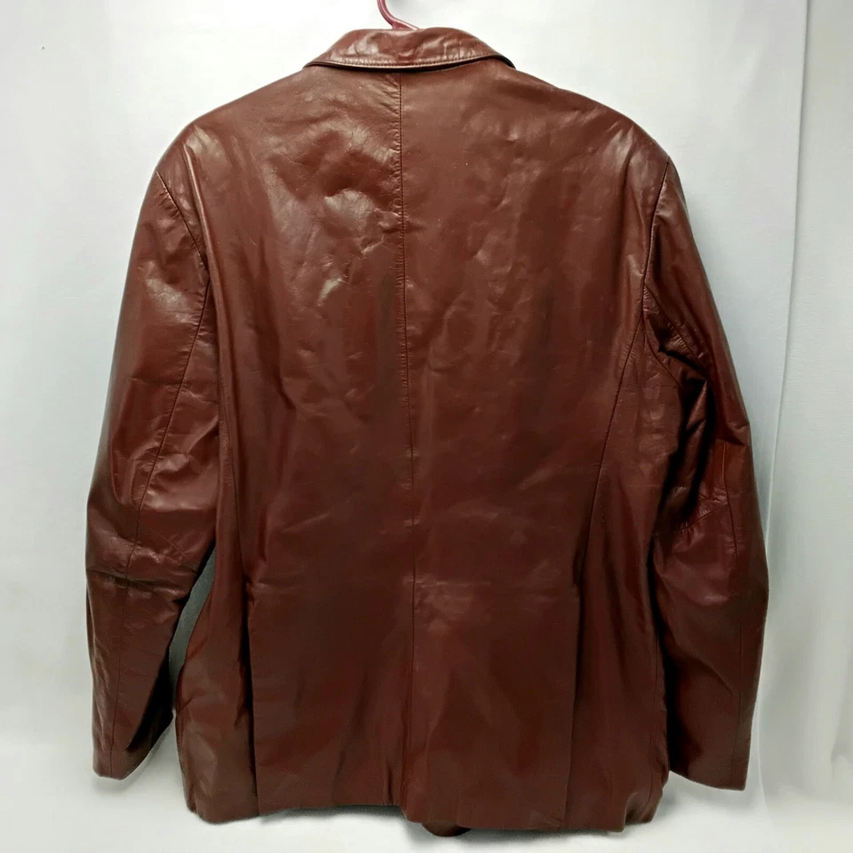Chaqueta de Cuero Ambition Blazer Vintage Coreano Años 90 Borgoña Talla 42 Leathercore Foto 4 de 4