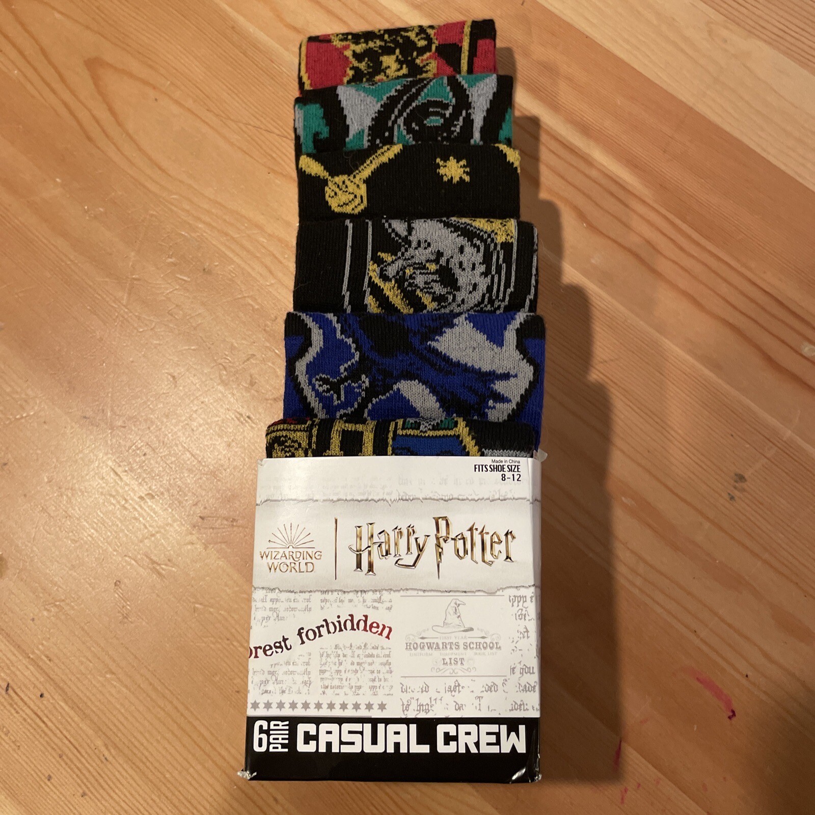Harry Potter Mens House Themed Crew Socks 6 Pack Shoe Size 8-12 Multicolored