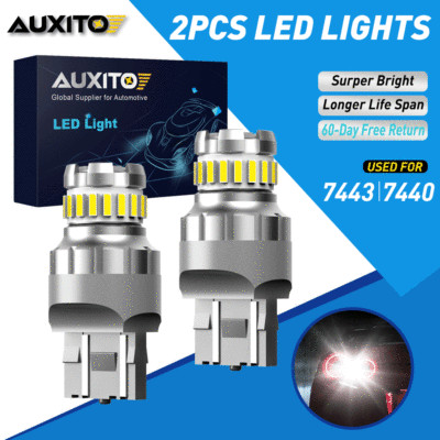 7443 7440 LED 6500K Reverse Backup Brake Tail Stop Parking Light Bulbs No Error