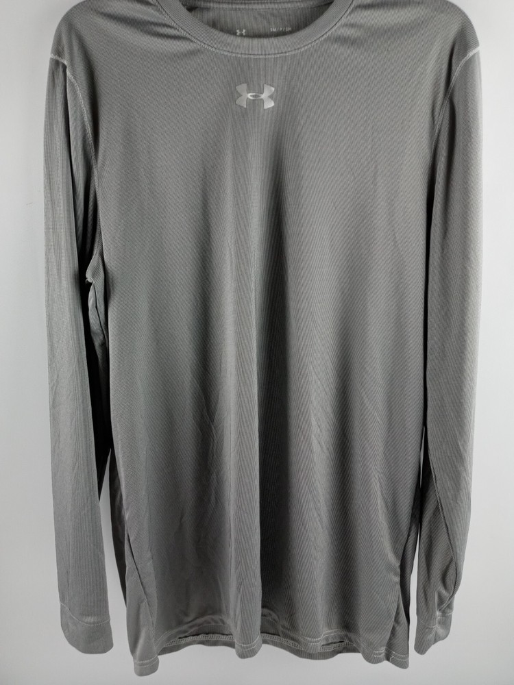 Under Armour Shirt Men Size Small Gray Loose Heat Gear Long Sleeve